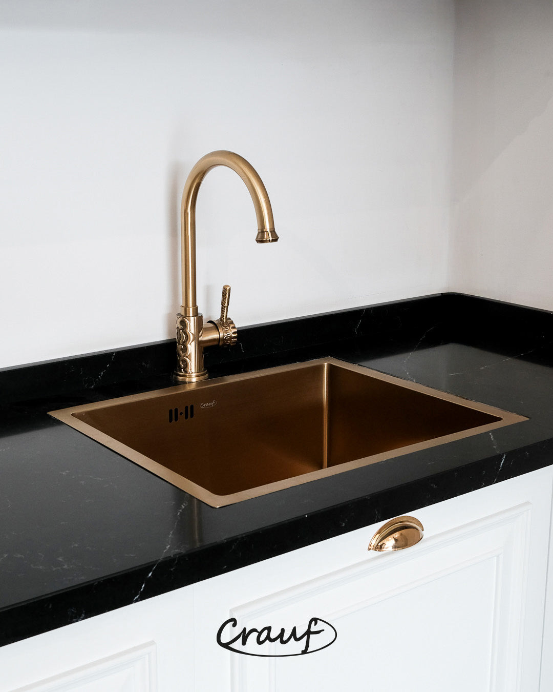 Crauf stella 4454 el yapimi altin rengi eviye