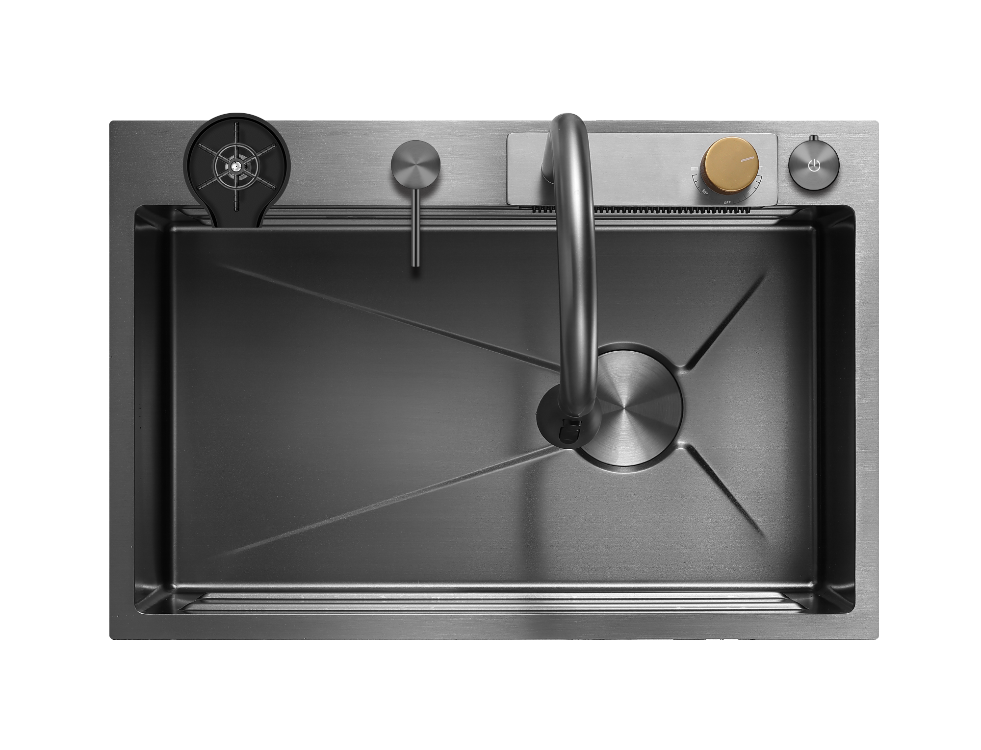 Crauf Dolce Vita Pro Kitchen Sink 75cm 6375 Dark Graphite Gunmetal Üstten Görünüm