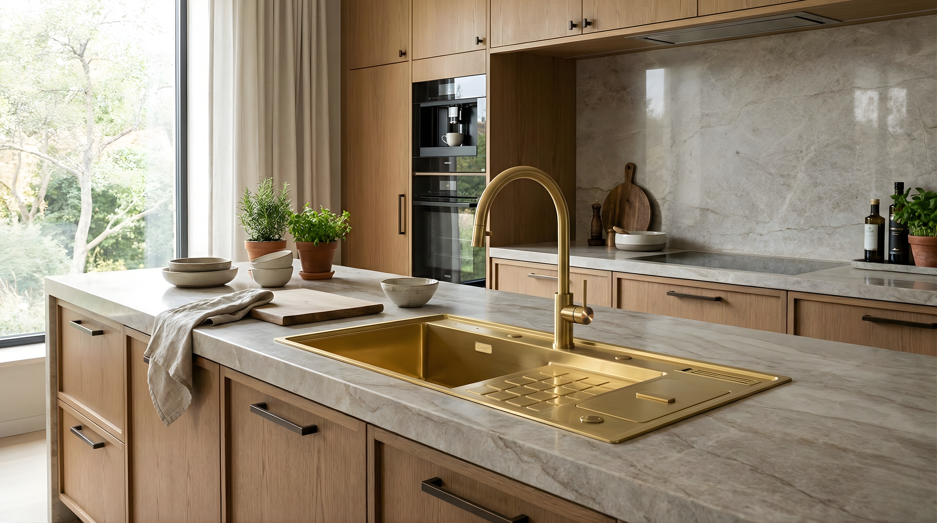 Crauf Lusso Diamond Kitchen Sink Mutfak Evyesi Mutfak İçi Lifestyle Görseli