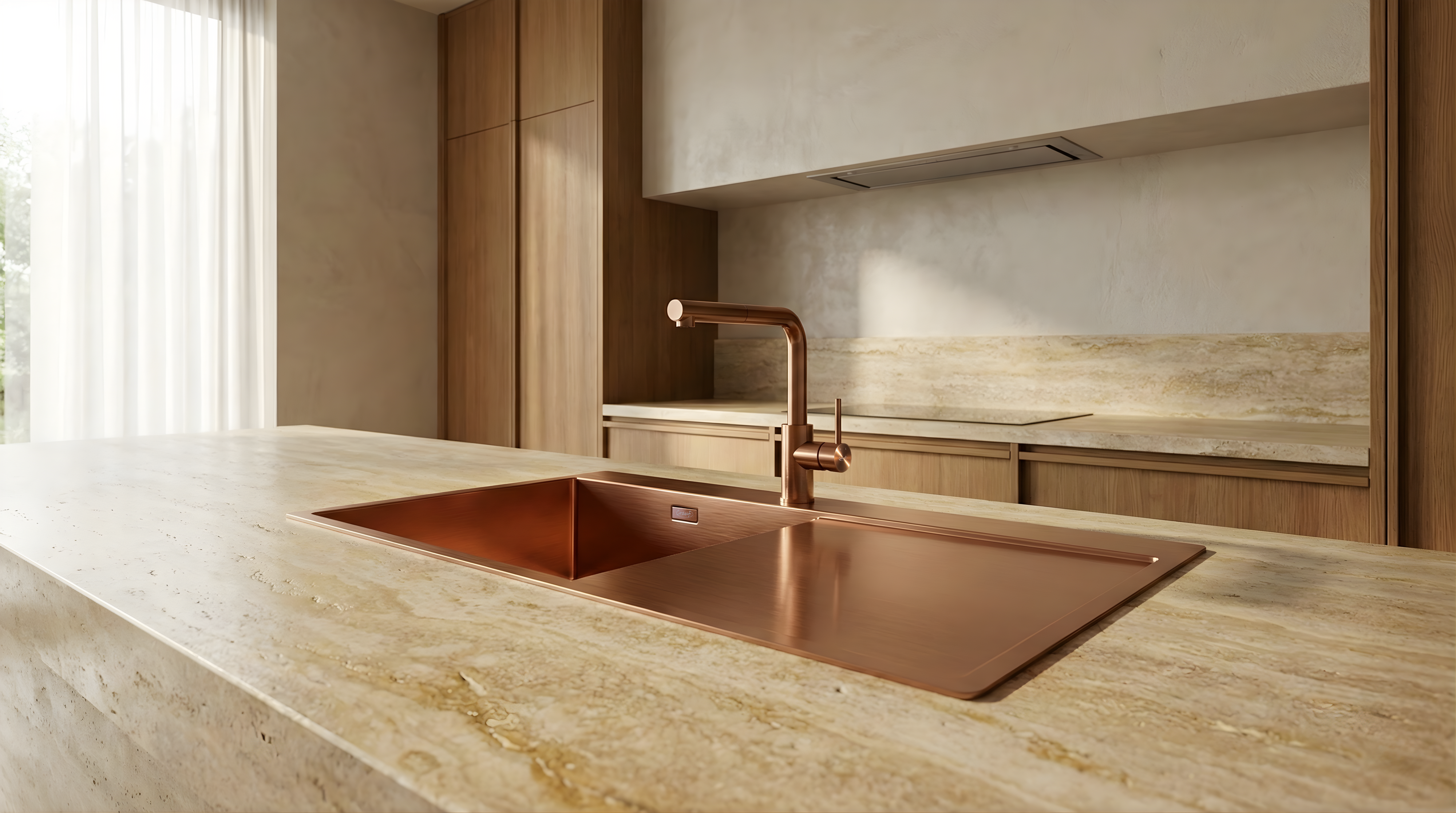 CRAUF Via Lattea 6172 bakır (Royal Bronze) damlalıklı mutfak evyesi