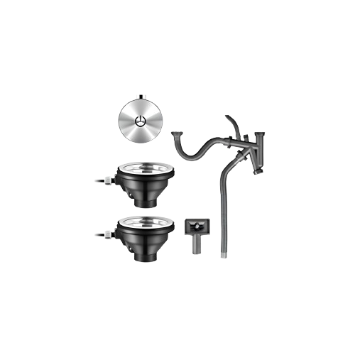 Crauf Kumandalı Otomatik Sifon Seti Çiftli Inox Automatic Sink Drain Set Double Bowl