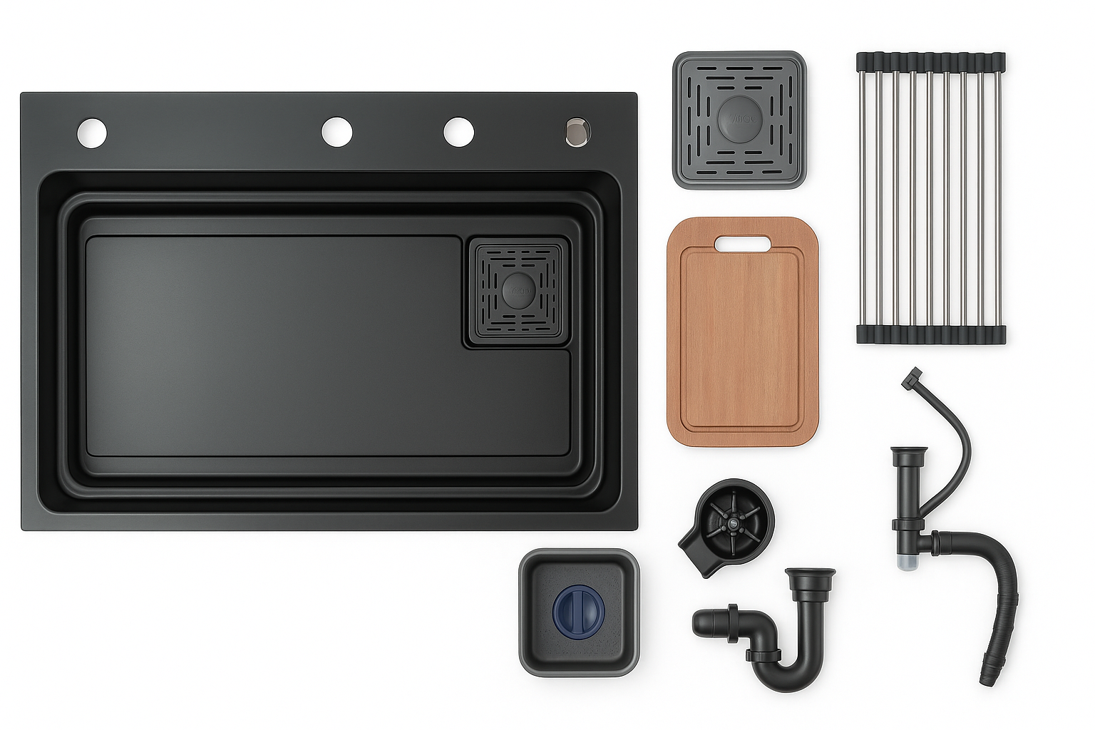 Crauf Dolce Vita Matrix Kitchen Sink 75cm 6365 Evye Aksesuar Seti Görseli